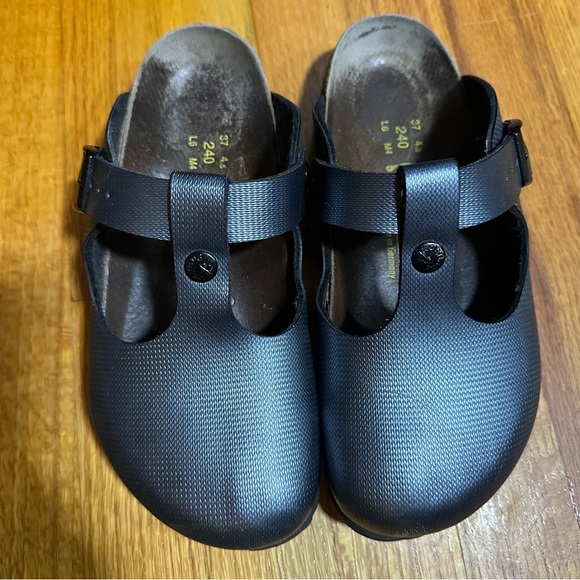Birkenstock Shoes - Birkenstock Womens Papillio Bern Clogs Metallic Gray Birko Flor Size 37 US L6